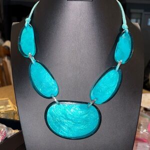 Vintage Blue Lucite Statement Necklace and Bracelet